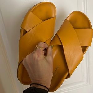 gently worn everlane yellow form sandals